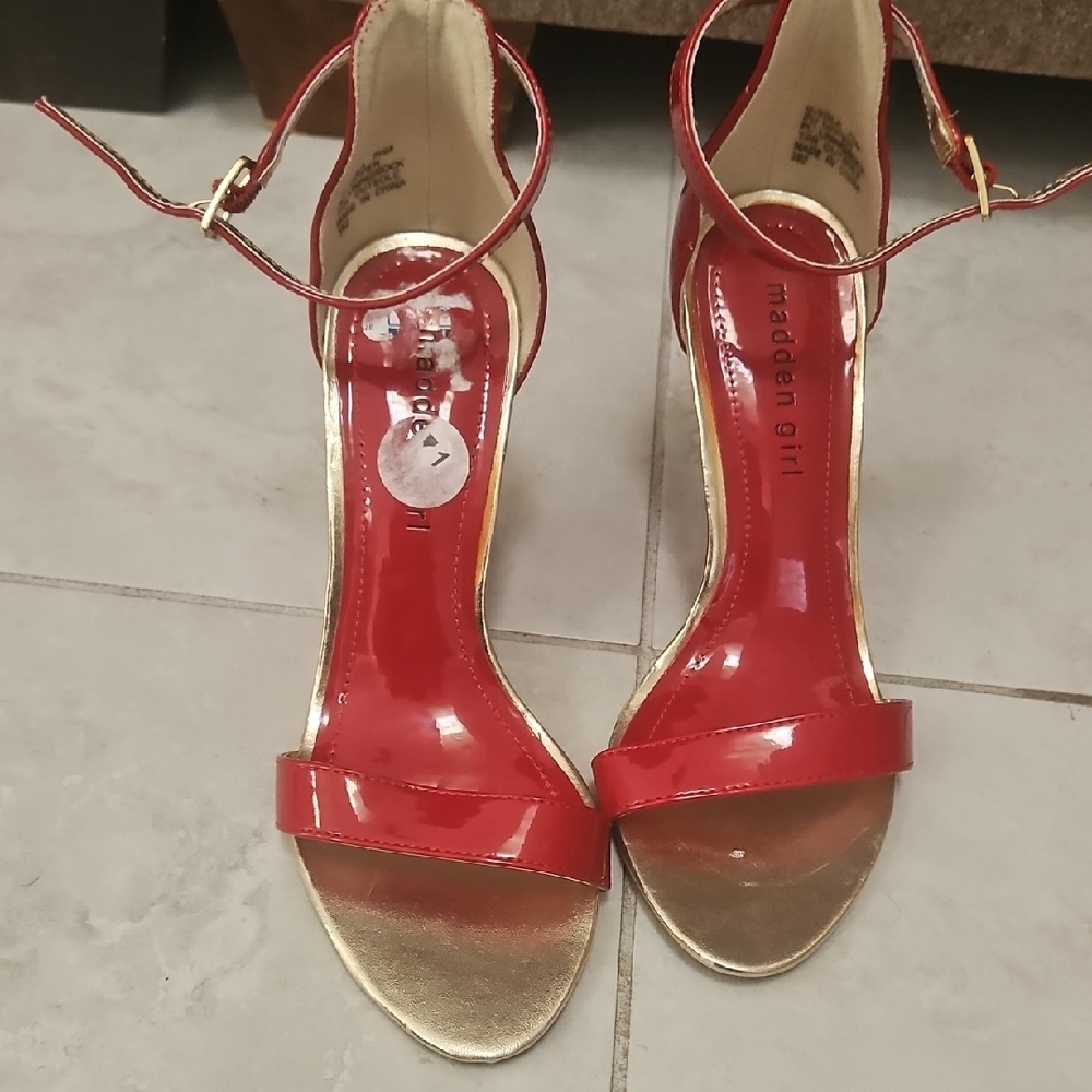 Madden Girl Red and Gold Women's Heels